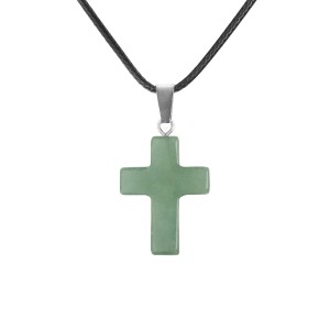 Naszyjnik - krzyżyk - kamień naturalny AGAT ZIELONY 2,5cm