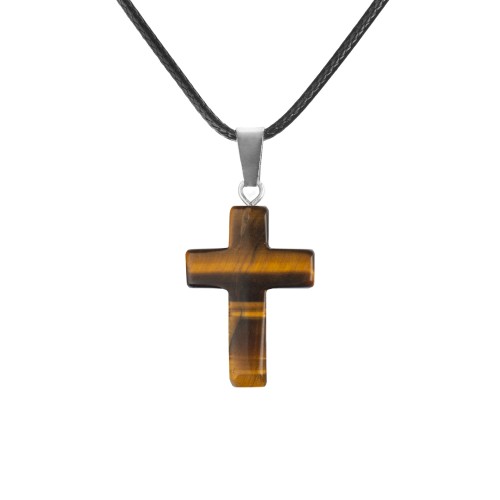 Naszyjnik - krzyżyk - kamień naturalny