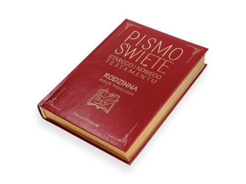 Biblia Rodzinna w skórze ekologicznej ze złoceniami i złoconymi brzegami