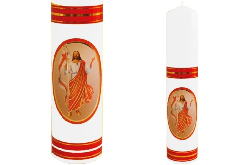 Świeca WIELKANOC Pan Jezu Zmartwychwstały - Ø50 mm, wys. 21 cm