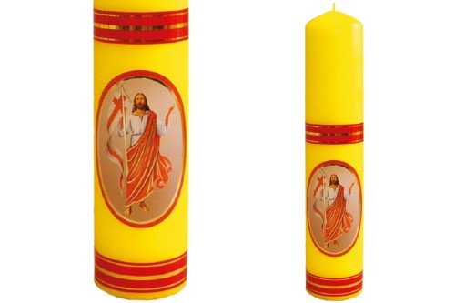 Świeca WIELKANOC Pan Jezu Zmartwychwstały - Ø50 mm, wys. 21 cm