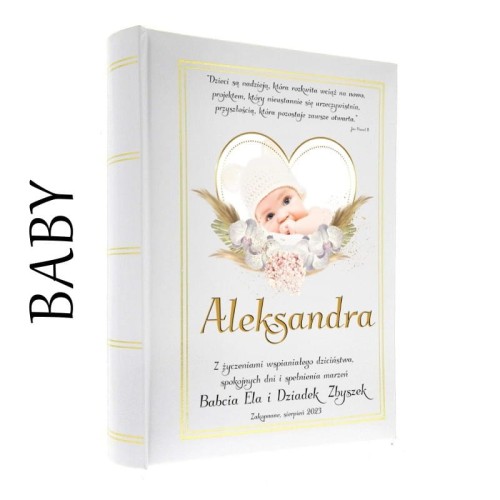 Pamiątkowy album na 36 zdjęć formatu 10 x 15cm - zdjęcie dziecka życzenia dedykacja