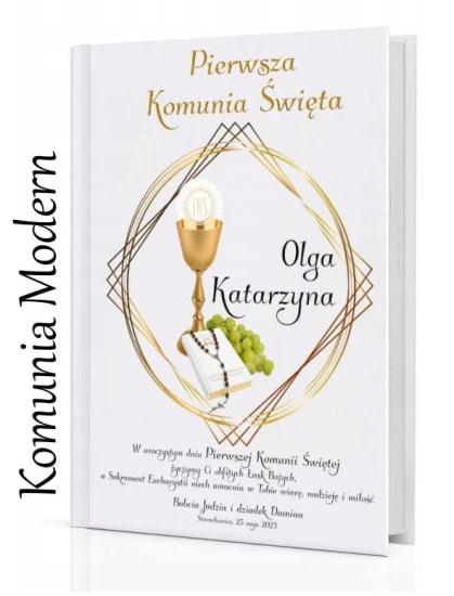 Biblia IHS Własny Nadruk - Pamiątka prezent komunijny