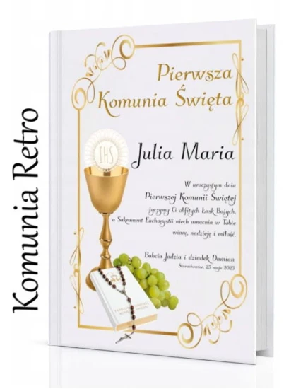 Biblia IHS Własny Nadruk - Pamiątka prezent komunijny