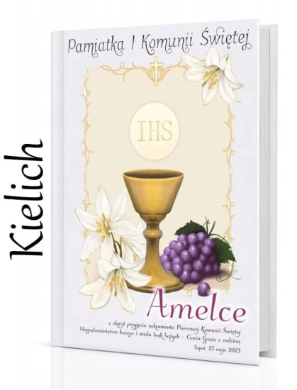 Biblia IHS Własny Nadruk - Pamiątka prezent komunijny