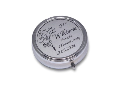 Różaniec w pudełku z imieniem IHS Komunia GRAWER