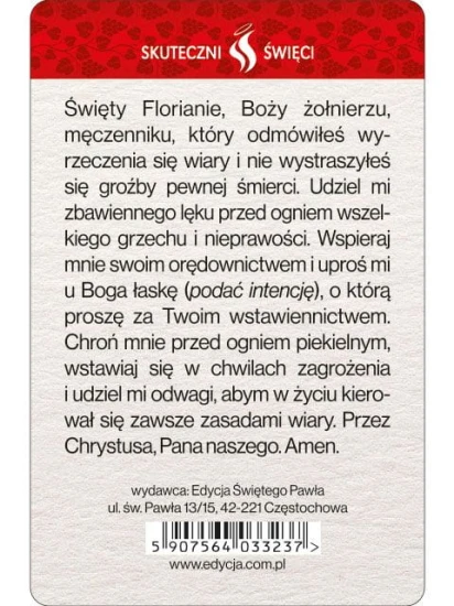 Karta Skuteczni Święci - Święty Florian