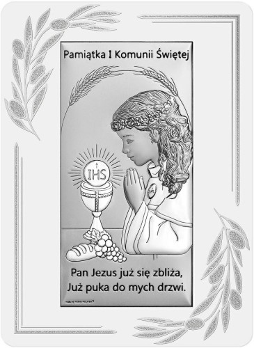 Obrazek srebrny na panelu - Pamiątka I Komunii Świętej