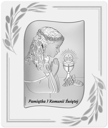 Obrazek srebrny na panelu - Pamiątka I Komunii Świętej