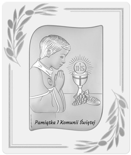 Obrazek srebrny na panelu - Pamiątka I Komunii Świętej