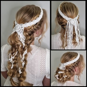 Wianek komunijny wykonany ręcznie - sznurek Makrama w stylu BOHO ♻