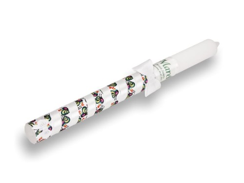 Świeca FolkStyle - motyw "łowickie koguty"