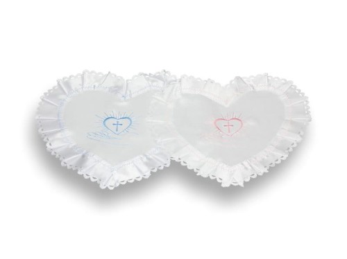  Szatka do Chrztu - Serce z haftem róż i błękit