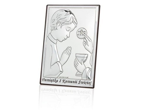 Obrazek srebrny - Komunia Święta - chłopiec 9x13