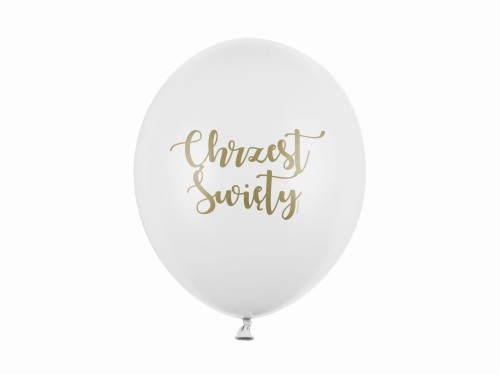 Balon PURE WHITE z nadrukiem Chrzest Święty, 30 cm