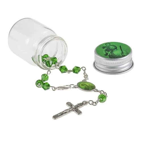 Dziesiątek różańca - szkło - św. Krzysztof - zapinanie - mini słoiczek - 6mm