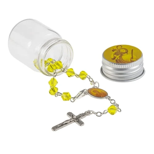 Dziesiątek różańca - szkło - św. Krzysztof - zapinanie - mini słoiczek - 6mm