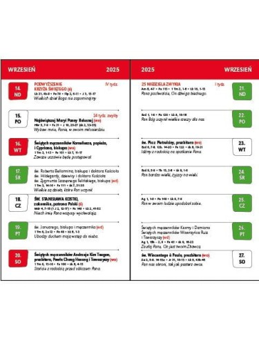 Kalendarz 2025 - liturgiczny