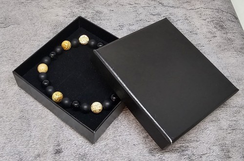 Męska bransoleta ONYKS MATOWY, AGAT ANTYCZNY i srebrna AG róża wiatrów