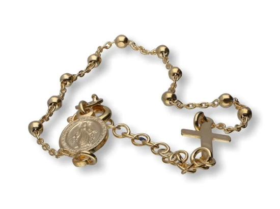 Różaniec srebrny, pozłacany na rękę, próba 925, 3,0g