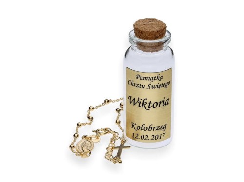 Różaniec pozłacany w butelce GRAWER *PREZENT*chrzest