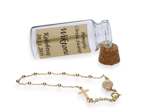 Różaniec pozłacany w butelce GRAWER *PREZENT*chrzest
