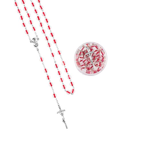 Różaniec kulka CZERWONY w pudełeczku - 8mm