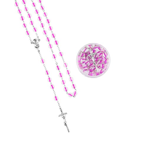 Różaniec kulka RÓŻOWYM w pudełeczku - 8mm