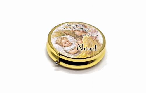 Różaniec w pudełku z imieniem z okazji Chrztu Świętego