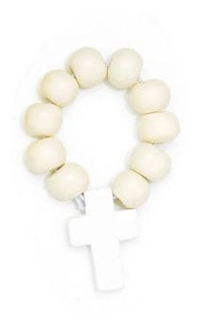 Dziesiątek różańca drewniana - 8 mm - biały
