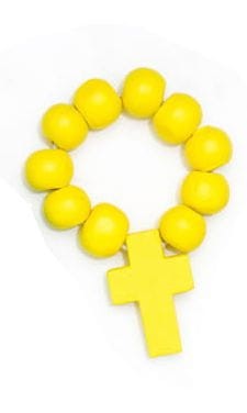 Dziesiątek różańca drewniana - 8 mm - żółty