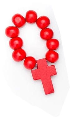 Dziesiątek różańca drewniana - 8 mm - czerwony