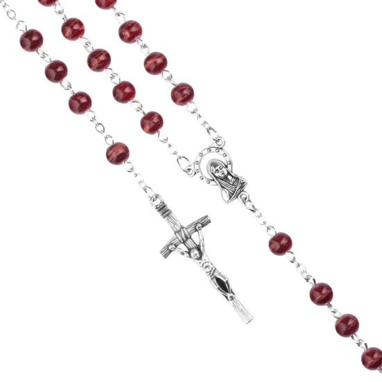Różaniec kulka w pudełeczku BORDO - 6mm