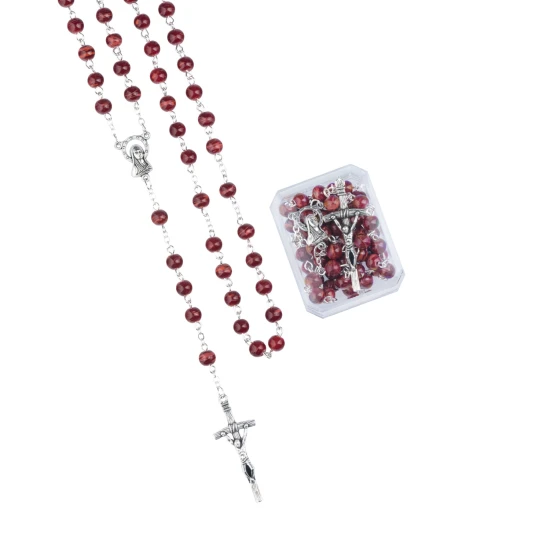 Różaniec kulka w pudełeczku BORDO - 6mm