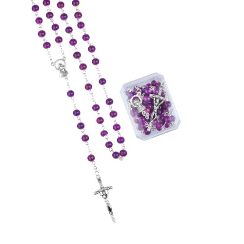 Różaniec kulka w pudełeczku FIOLET - 6mm