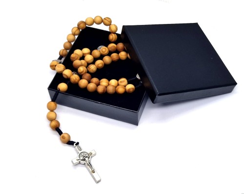 Różaniec benedyktyński DRZEWO OLIWNE na sznurku makrama