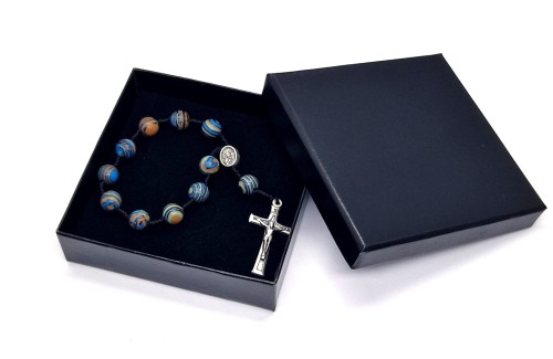 Różaniec dziesiątka z kamieni naturalnych - TURKUS AFRYKAŃSKI