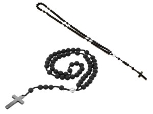 Naszyjnik różańcowy z kamienia naturalnego - ONYX MATOWY