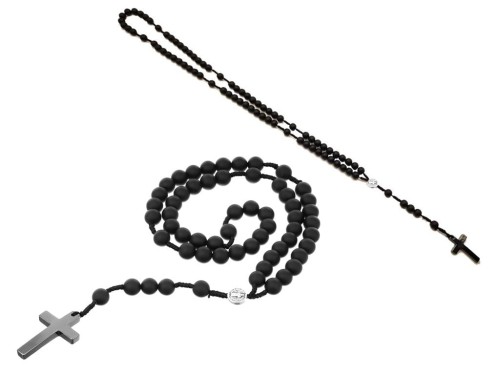 Naszyjnik różańcowy z kamienia naturalnego - ONYX MATOWY