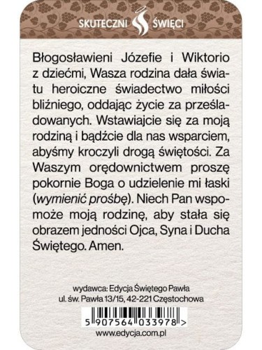Karta Skuteczni Święci - Błogosławiona Rodzina Ulmów