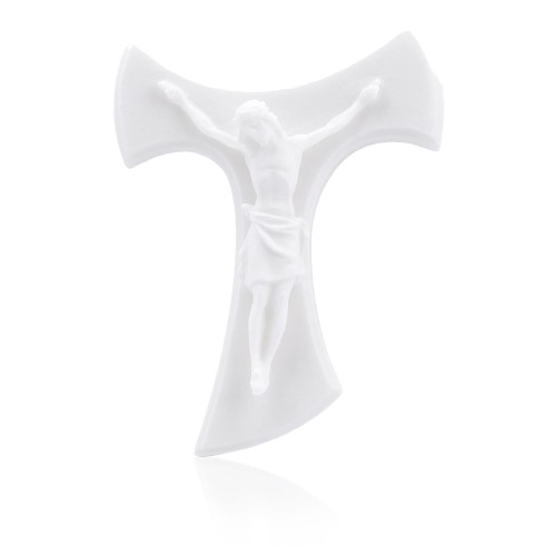 Krzyż - Tau - św. Franciszek z Asyżu - Alabaster - 8,5cm