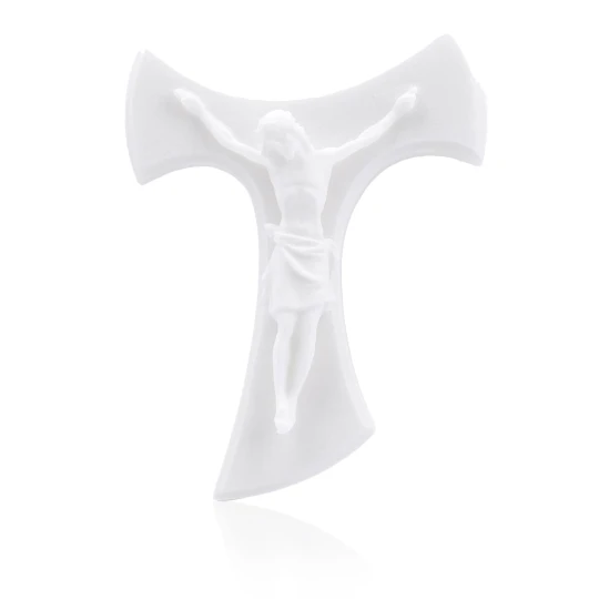 Krzyż - Tau - św. Franciszek z Asyżu - Alabaster - 8,5cm