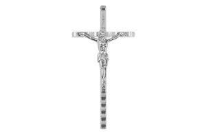 Krzyżyk metalowy w kolorze srebrnym - 11cm