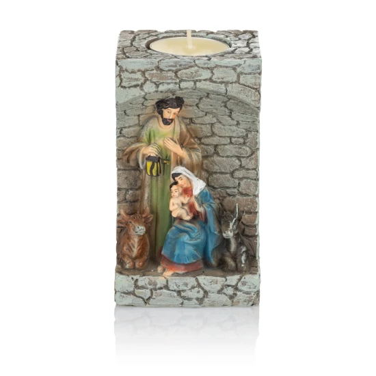Świecznik - szopka bożonarodzeniowa - Święta Rodzina - 12 cm