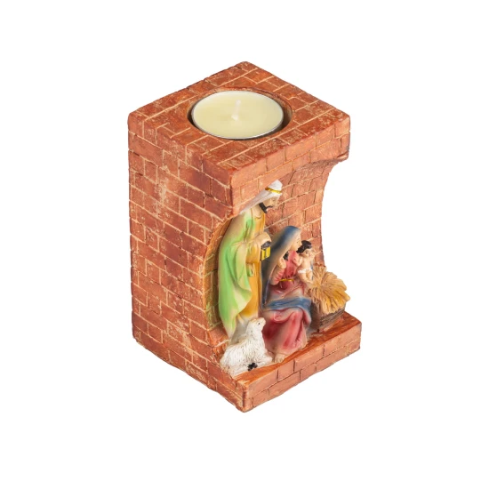 Świecznik - szopka bożonarodzeniowa - Święta Rodzina - 12 cm