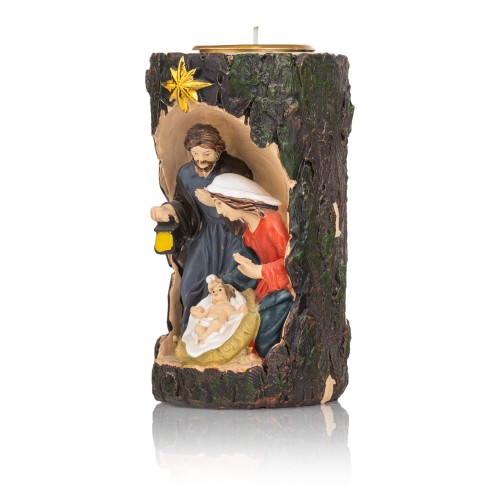 Świecznik - szopka bożonarodzeniowa - Święta Rodzina - 13cm