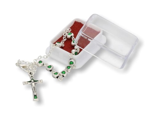 Różaniec 10tka w pudełeczku (serduszka zielone)