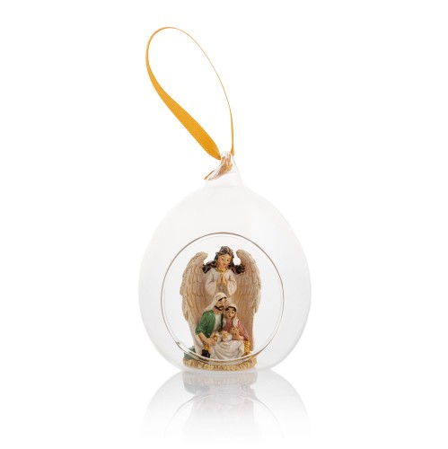 Bombka szklana - anioł - Święta Rodzina - zawieszka - 9 cm