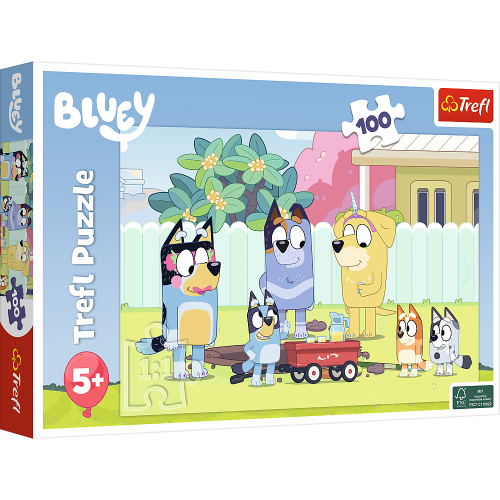 Puzzle Bluey 100 el. Wesoły świat Bluey ♕ Bestseller Puzzle Bluey 100 el. Wesoły świat