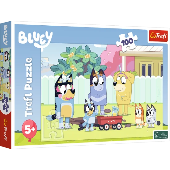 Puzzle Bluey 100 el. Wesoły świat Bluey ♕ Bestseller Puzzle Bluey 100 el. Wesoły świat
